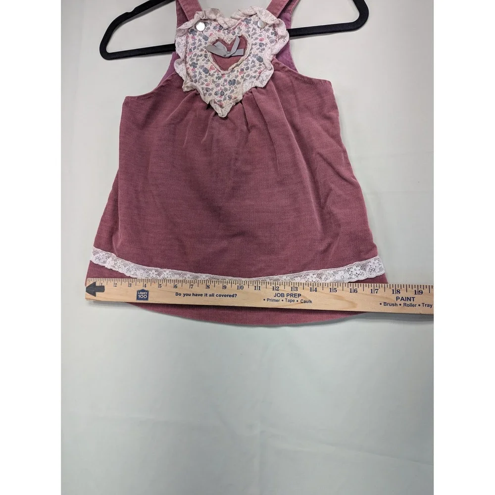 Vintage Petes Jeans by Good Lad Girls SZ‎ 5 Corduroy Jumper Dress Heart Lace USA